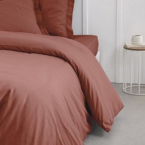 Housse De Couette Essential - 220 X 240 Cm - 2 Personnes - 100% Coton Uni - Terracotta