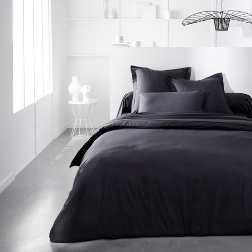 Housse De Couette 2 Personnes Uni Coton Organic Noir