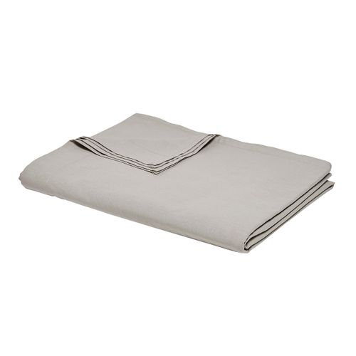 Drap Plat Lit Simple "organic" En Coton Bio - Gris Clair - 180 X 290 Cm