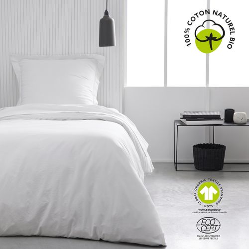 Drap Plat En Coton "organic" - Blanc - 180 X 290 Cm