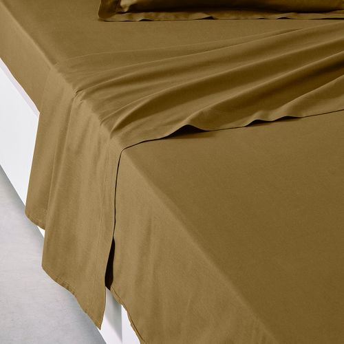 Drap Plat Lit Simple "organic" En Coton Bio - Bronze - 180 X 290 Cm