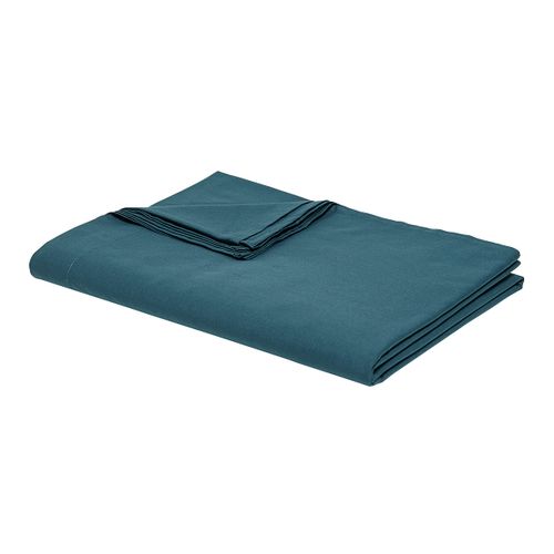 Drap Plat Lit Simple "organic" En Coton Bio - Bleu Paon - 180 X 290 Cm