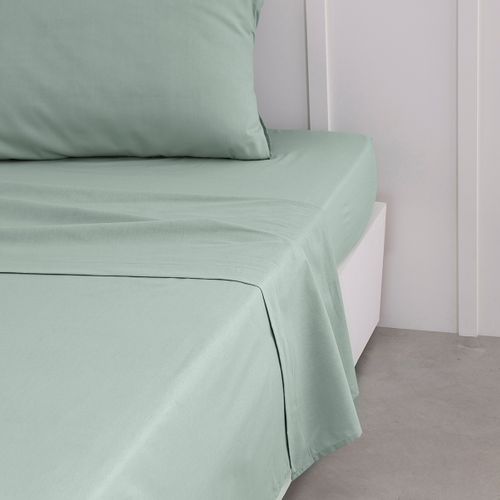 Drap Plat Lit Simple "organic" En Coton Bio - Vert Celadon - 180 X 290 Cm