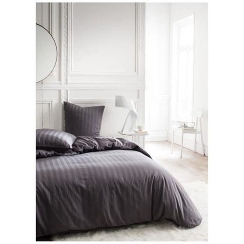 Parrure De Lit Prestige - 240 X 260 Cm - 2 Personnes - 100% Satin De Coton - Fusain