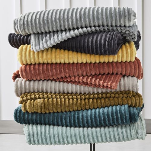 Plaid Cotelé Uni Essential Jaune