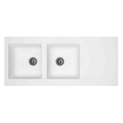 Evier résine 2 bacs 116x50 cm EINNA Blanc
