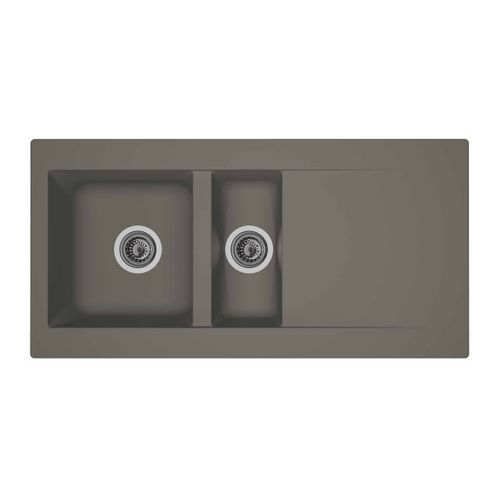 Evier résine 2 bacs 100x50 cm EINNA Gris béton