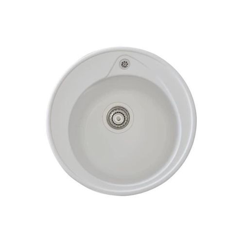 Evier à Encastrer Ronda, En Smc Blanc Uni - 17, 1 Bac, Dim. Ø 49 Cm, Vidage Manuel