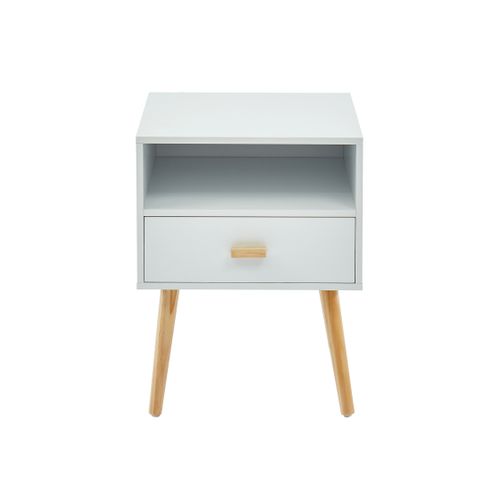 Table De Chevet Ulos  Blanc  1 Tiroir 40cm