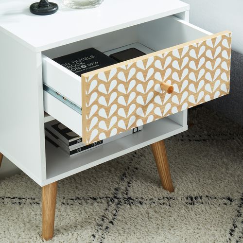 Table De Chevet Capucine  Blanc Et Effet Chêne 40cm