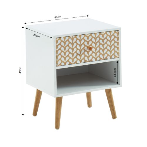 Table De Chevet Capucine  Blanc Et Effet Chêne 40cm