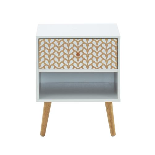 Table De Chevet Capucine  Blanc Et Effet Chêne 40cm