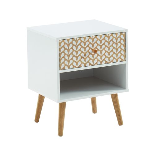 Table De Chevet Capucine  Blanc Et Effet Chêne 40cm