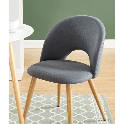 Lot De 2 Chaises Eugenie Tissu Gris Pieds Bois Massif