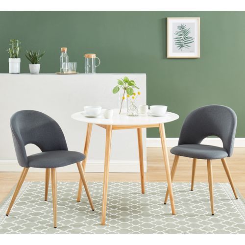 Lot De 2 Chaises Eugenie Tissu Gris Pieds Bois Massif