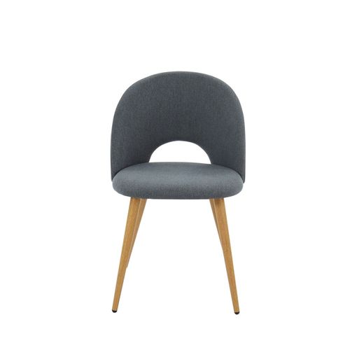 Lot De 2 Chaises Eugenie Tissu Gris Pieds Bois Massif