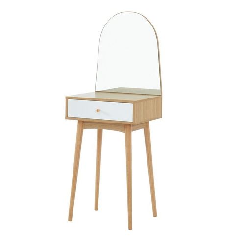 Coiffeuse Prima Blanc Et Effet Chêne Miroir Inclus