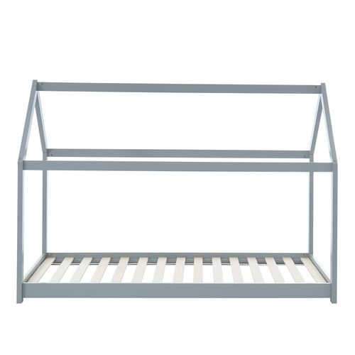 Lit Enfant Cabane Tiny Pin Gris 90x190 Sommier Inclus
