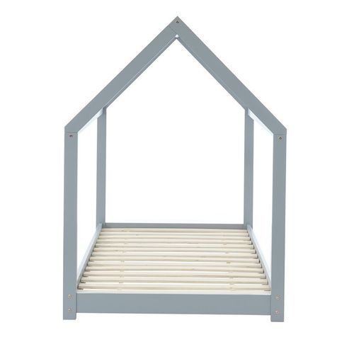 Lit Enfant Cabane Tiny Pin Gris 90x190 Sommier Inclus