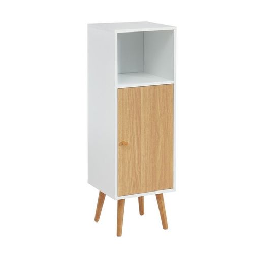 Colonne De Salle De Bain Max  Coloris Blanc Et Effet Chêne 1 Porte Et 1 Niche - L30cm