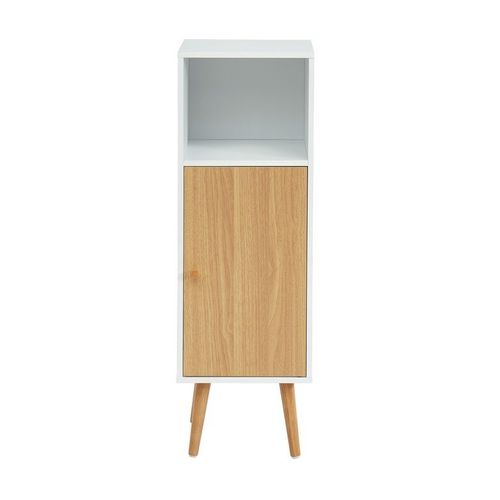 Colonne De Salle De Bain Max  Coloris Blanc Et Effet Chêne 1 Porte Et 1 Niche - L30cm