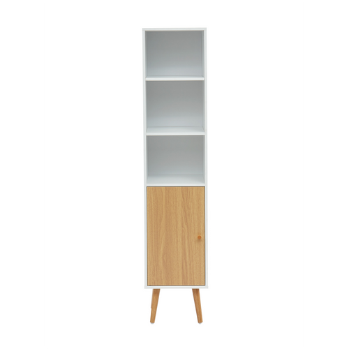 Colonne De Rangement Salle De Bain Blanche Et Bois Au Style Scandinave. L30cm MAX05BLCH