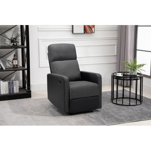 Fauteuil Relax Small Lova  Pu Noir Et Tissu Gris Foncé Avec Fonction Manuel