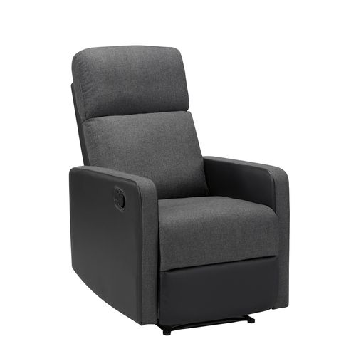 Fauteuil Relax Small Lova  Pu Noir Et Tissu Gris Foncé Avec Fonction Manuel