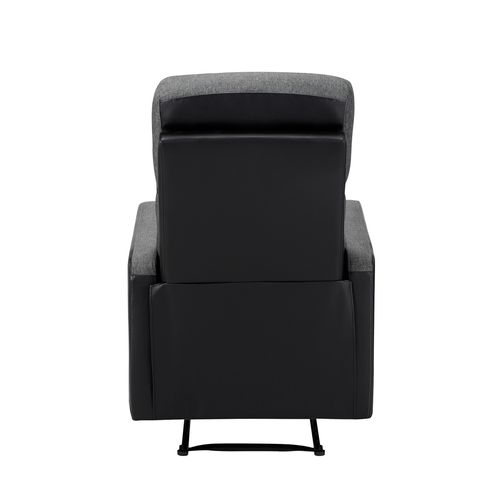 Fauteuil Relax Small Lova  Pu Noir Et Tissu Gris Foncé Avec Fonction Manuel