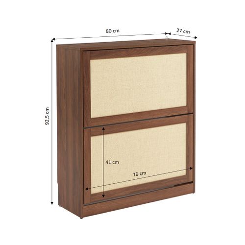 Meuble à Chaussures Haria Effet Noyer Et Rotin