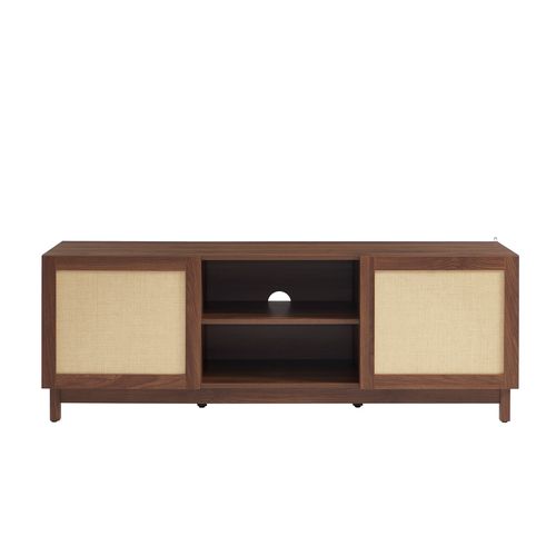 Meuble TV Haria Effet Noyer Et Rotin 150cm