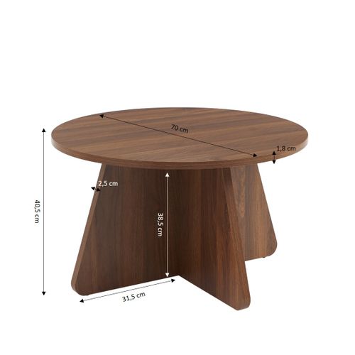 Table Basse Ronde Ruba Effet Noyer