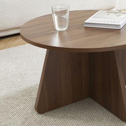 Table Basse Ronde Ruba Effet Noyer