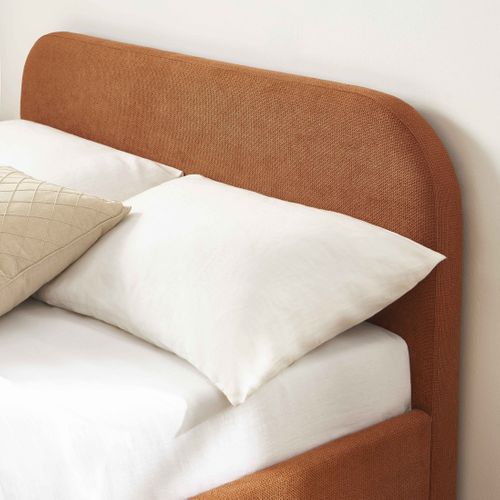 Lit Coffre Moka Tissu Rouille 140x190 Sommier Inclus