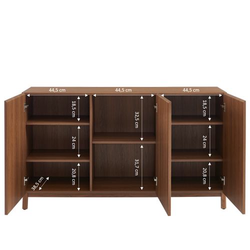 Buffet Orca Effet Noyer 3 Portes 140 Cm