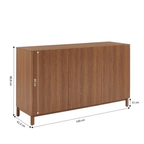 Buffet Orca Effet Noyer 3 Portes 140 Cm