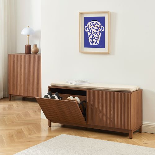 Banc à Chaussures Orca Effet Noyer