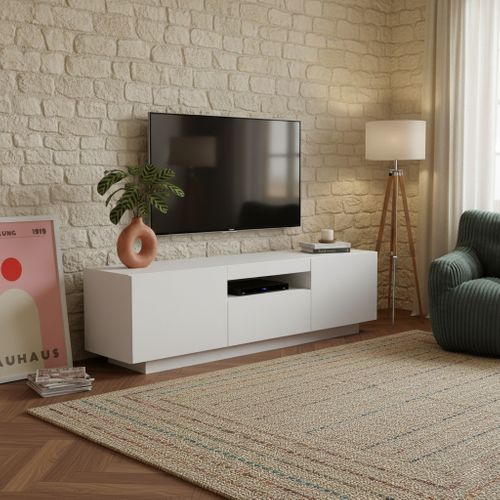 Meuble TV Birna Blanc Mat 3 Portes 150cm