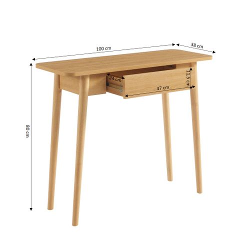 Console Solenn Effet Chêne 1 Tiroir 100cm