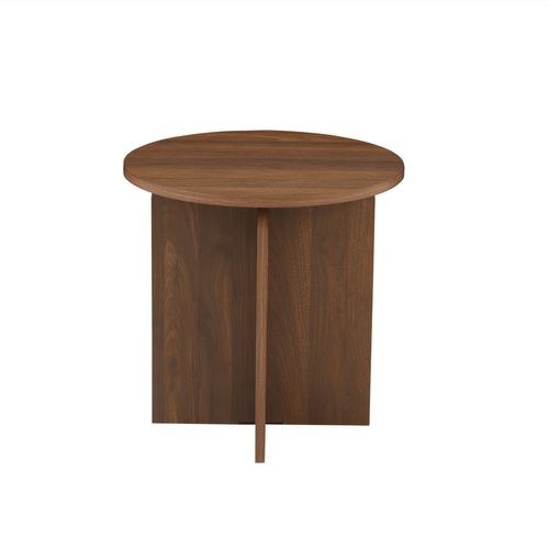 Table Basse Ronde Ocana Effet Noyer H50cm