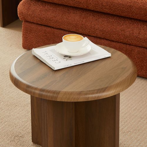 Table Basse Ronde Ocana Effet Noyer H40cm