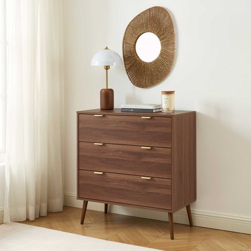 Commode Jeanne 3 Tiroirs Effet Noyer 80cm