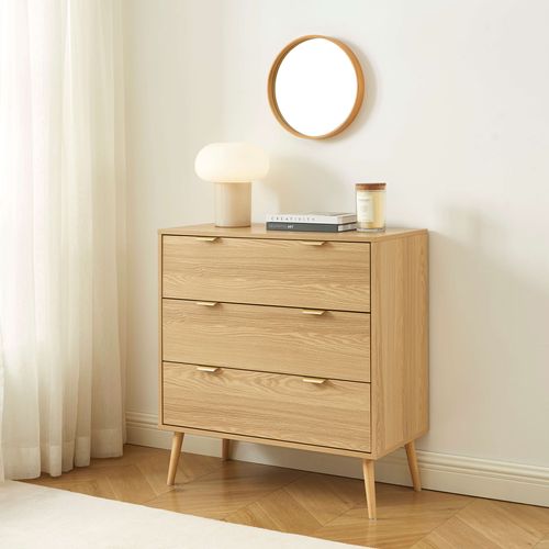 Commode Jeanne 3 Tiroirs Effet Chêne 80cm