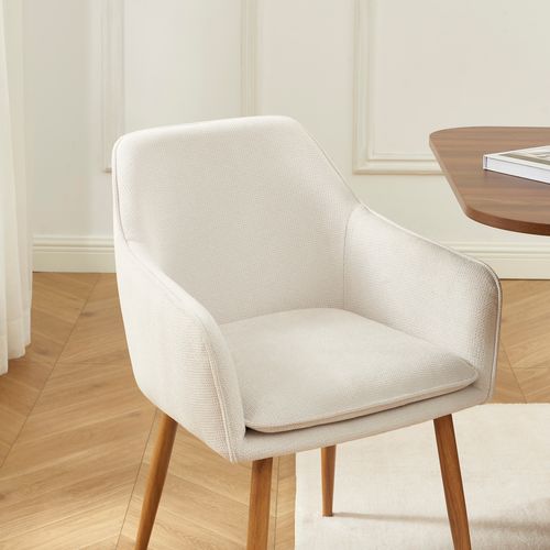 Lot De 2 Fauteuils Kalli Tissu Écru Pieds Métal Finition Bois