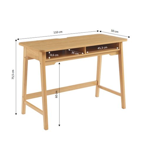 Bureau Maia 2 Compartiments Effet Chêne 110cm