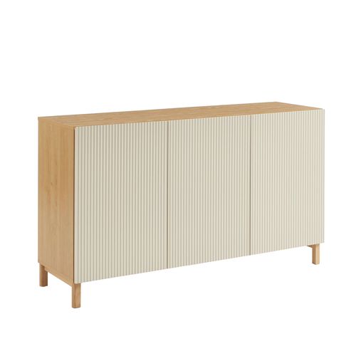 Buffet Orca Effet Chêne 3 Portes Beiges 140 Cm