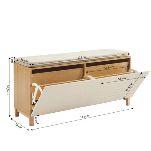 Banc à Chaussures Orca Effet Chêne Et Portes Beiges