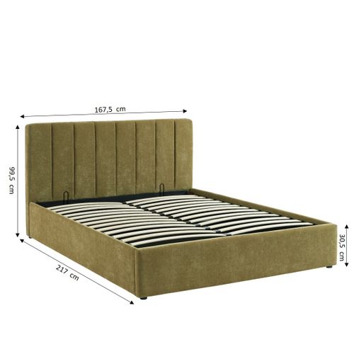 Lit Coffre Dario 160x200 Tissu Vert Sommier Inclus
