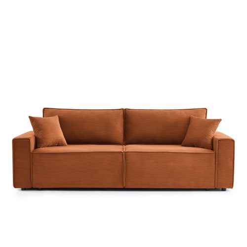 Canapé Droit Convertible 3 Places Zola Velours Côtelé Terracotta