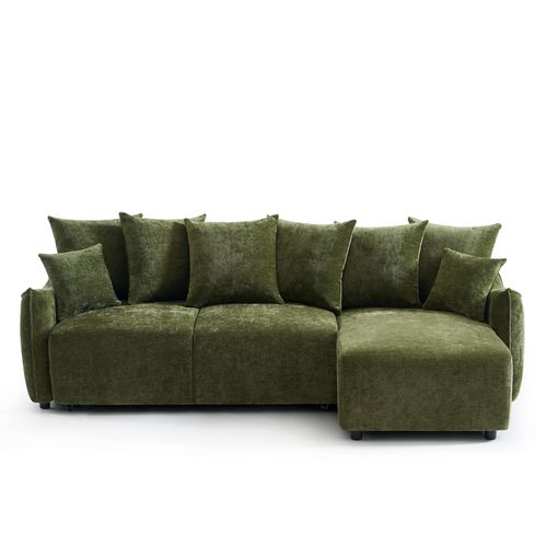 Canapé D'angle Convertible Et Réversible 4 Places Opaline Tissu Vert